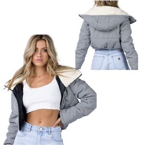 Princess Polly Houndstooth Puffer Jacket